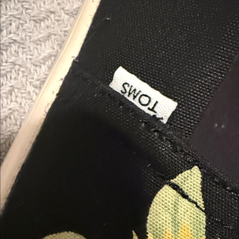 Toms Black Canvas Slip-On Flats with Yellow Sunflower Motif - Picture 5 of 10